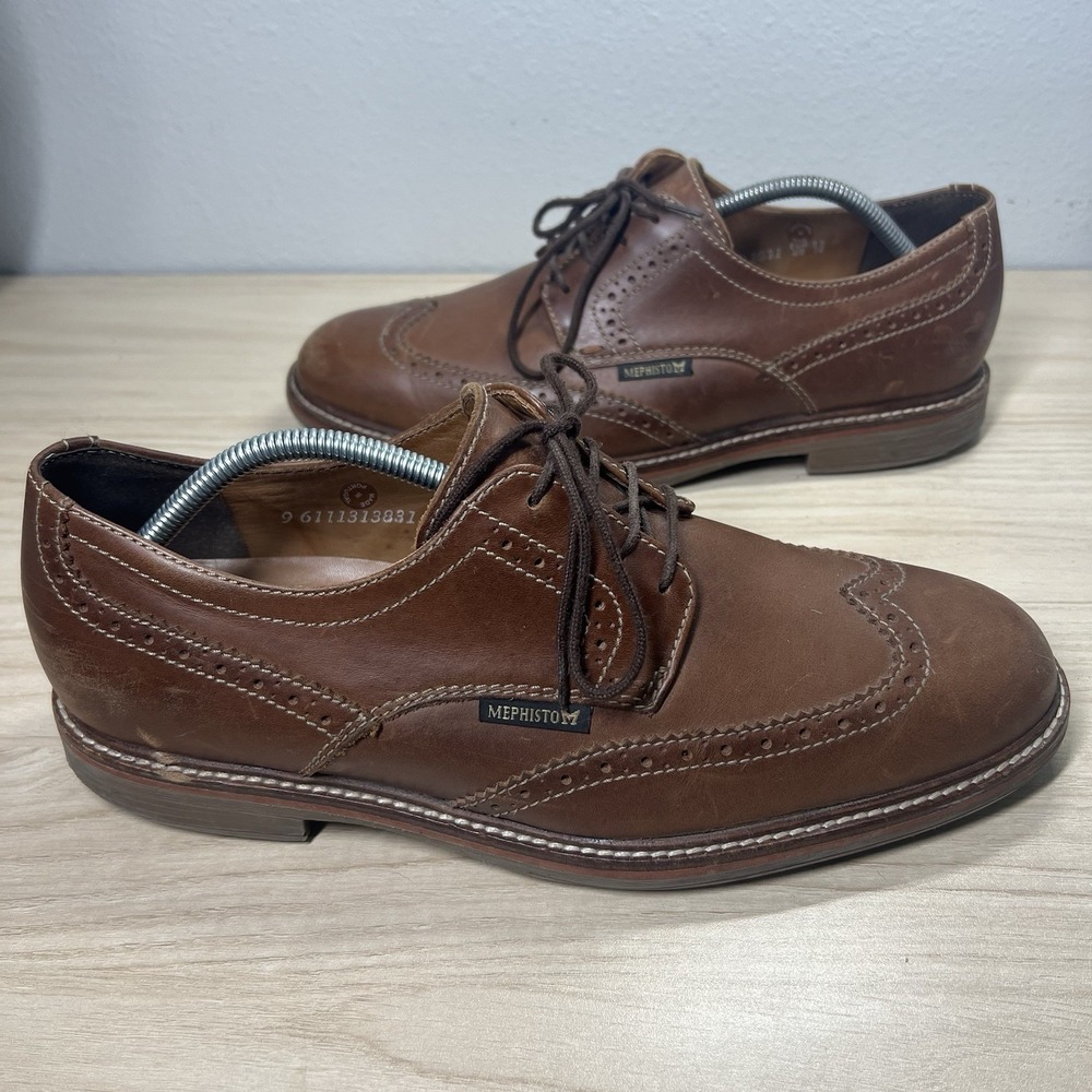Men's MEPHISTO 'Waldo' Brown Leather Wingtip Oxfords Size US 10 EUR 9.5